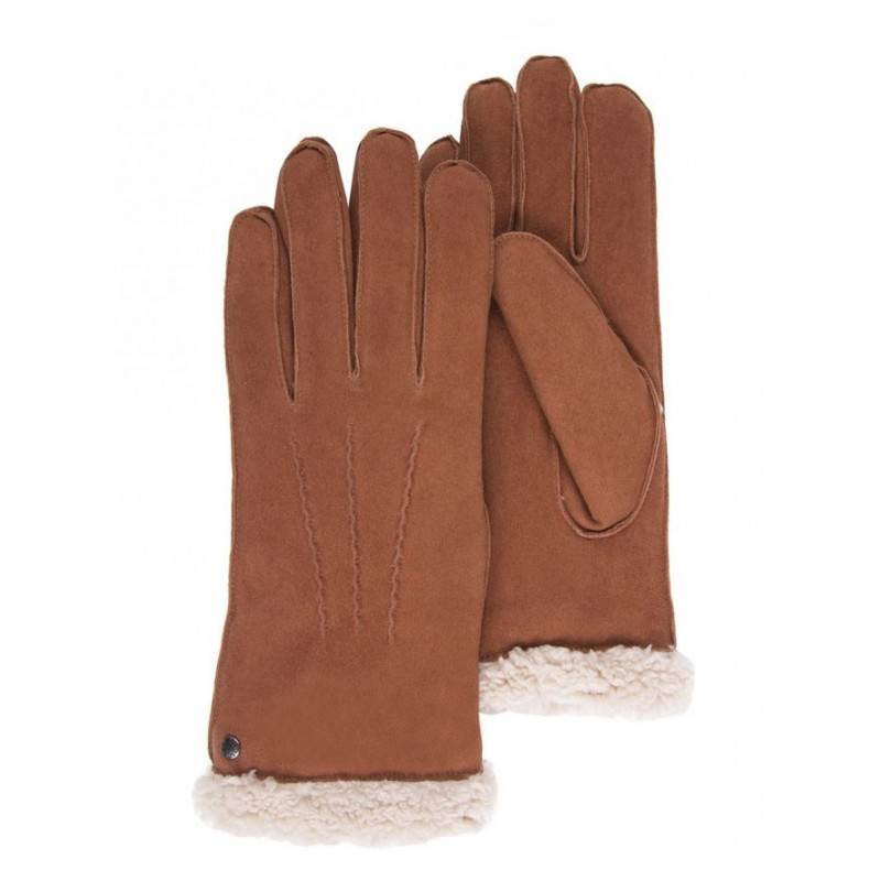 Gants en cuir de chèvre femme doublé fausse fourrure Isotoner 68451