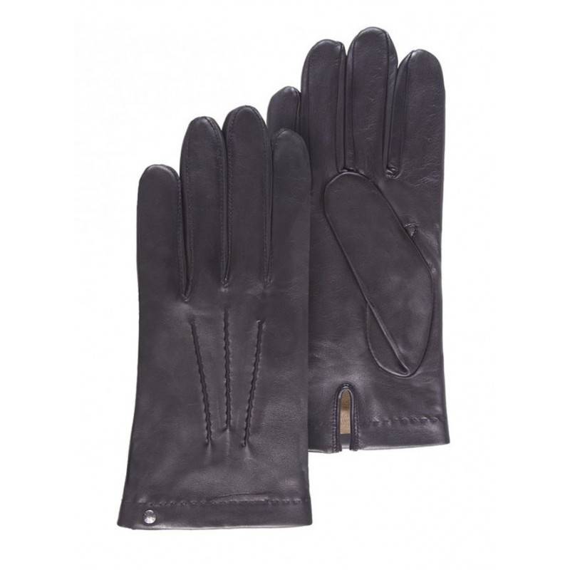 Gants homme Isotoner cuir agneau doublé soie 69023NR Noir