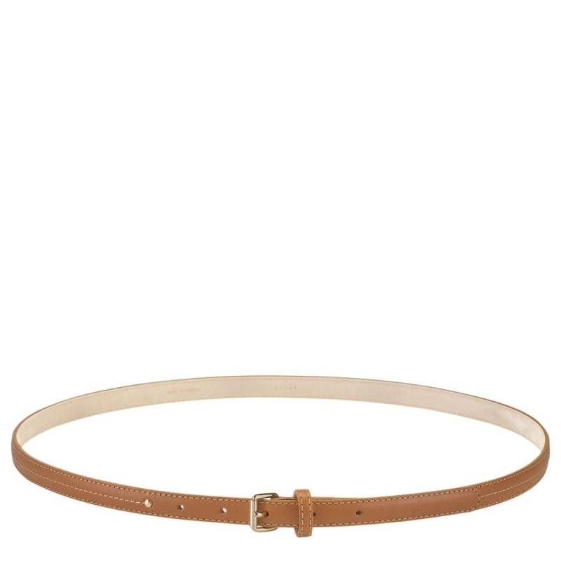 Ceinture fine femme en cuir Longchamp Cavalcade 40004H41016 Naturel vue de face avec boucle