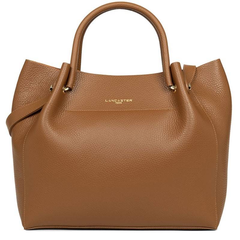 Sac cabas main Lancaster Foulonné Double 470-20 couleur camel orange vue de face