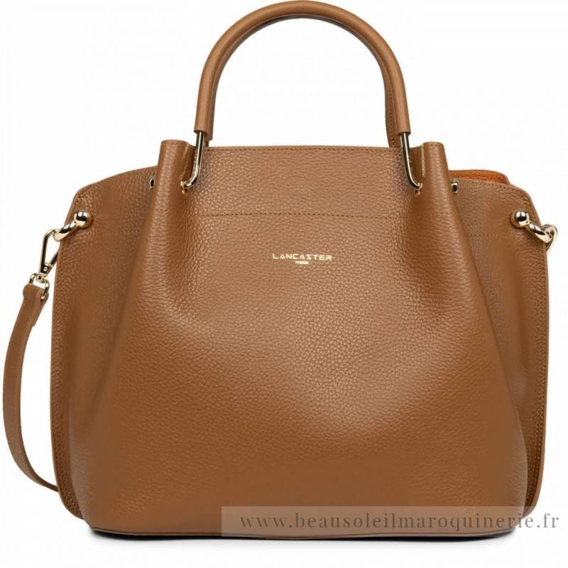 Grand sac Louisa Lancaster Foulonné Double Made in France 470-19-CAMEL_IN_OR Camel In Orange vue de face