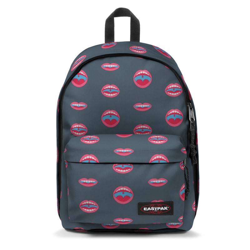 Sac à dos ordinateur Eastpak Out of office EK767-L22 Wall Art Mouth (gris avec motif bouches)