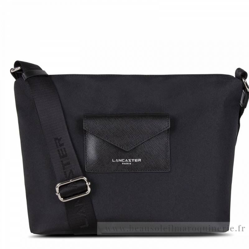 Sac besace Lancaster zippée Smart KBA 516-28-NOIR de couleur noir, vue de face