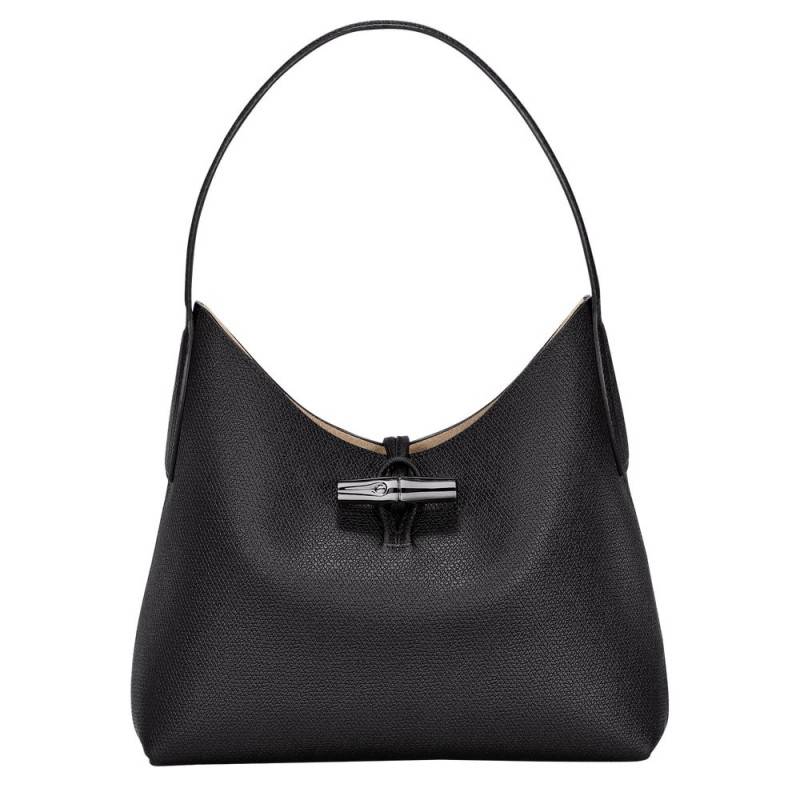 Sac d'épaule Longchamp Roseau en cuir M 10153HPN001 Noir vue de face