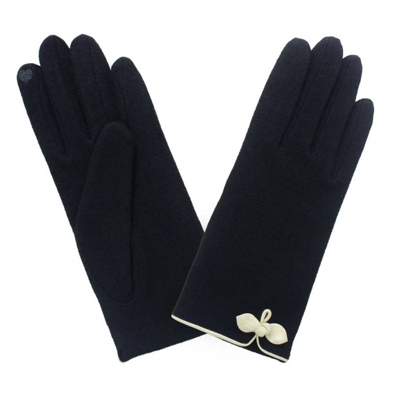 Gants en laine et nylon Glove Story 31091NFNR couleur noir vue face