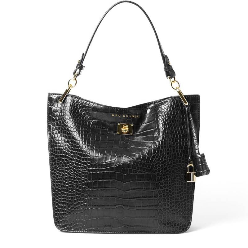 Sac seau Mac Douglas Kentucky Romy en cuir façon croco KENTUCK-ROMY-01CM-S Noir