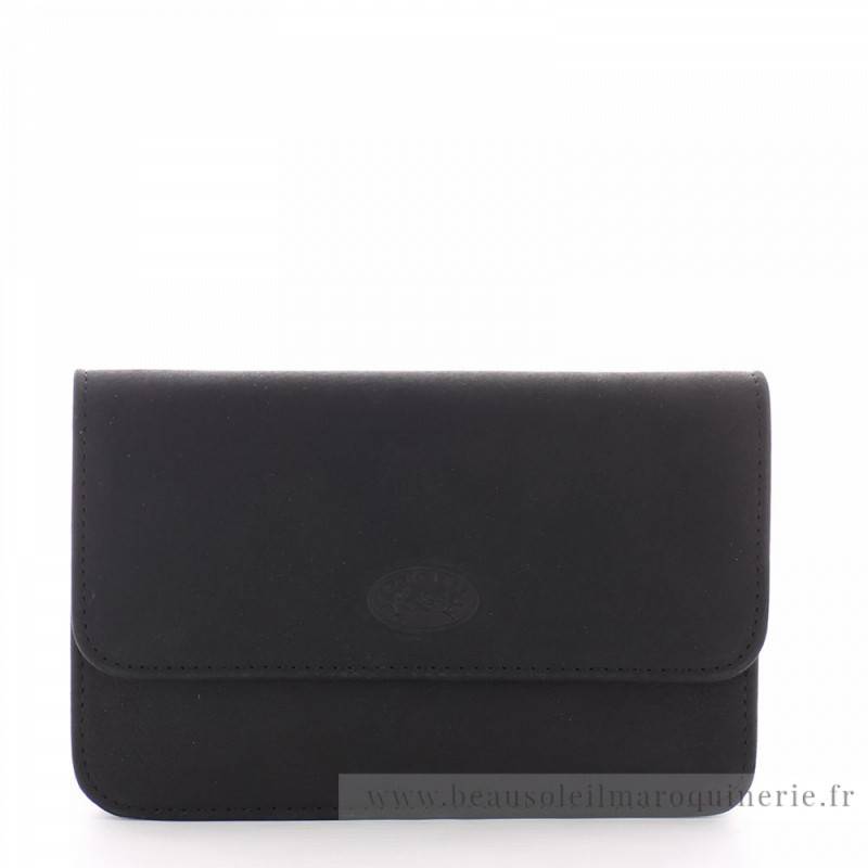 Pochette en cuir de vachette gras Francinel 4149NR de couleur noir, vue de face