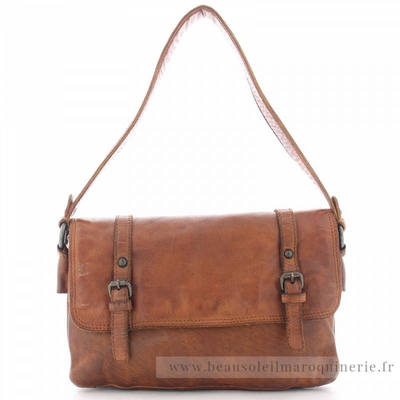 Sac gibecière Gianni conti 4203320COG couleur cognac vue de face