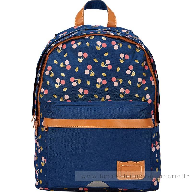 Sac à dos Tann's L imprimé cerises Alexa 63242 couleur bleu/rose vue de face