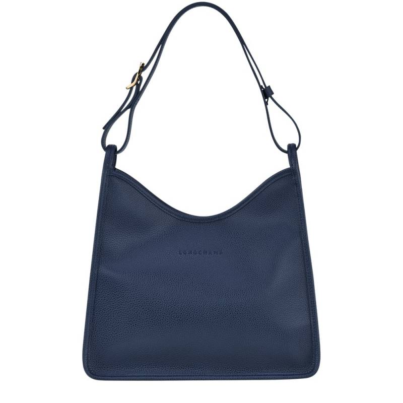 Sac porté épaule Longchamp en cuir Le Foulonné 10155021Y90 Navy vue de face