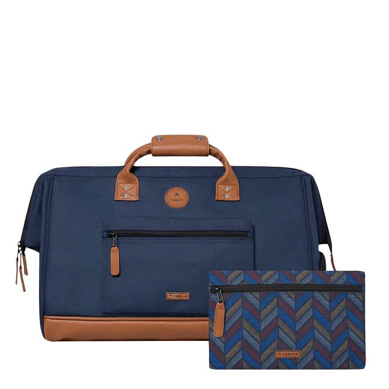 Sac de voyage cabine 36L + 2 poches Cabaïa Duffle Chicago Navy vue de face avec pochette interchangeable