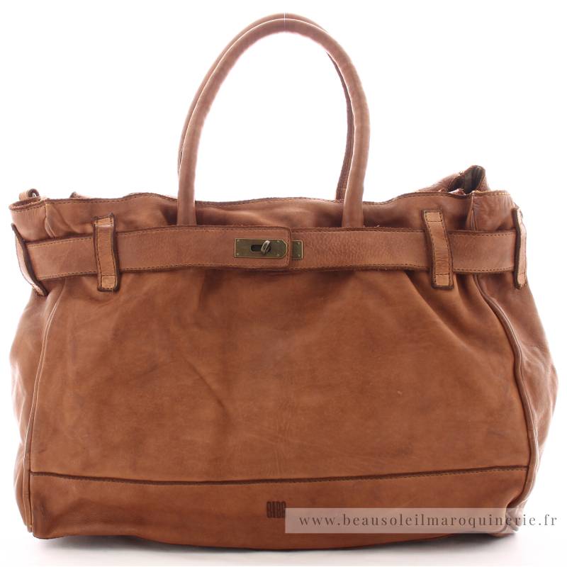 Sac à main BIBA Blossom BLO1L CUERO couleur cognac vue de face.