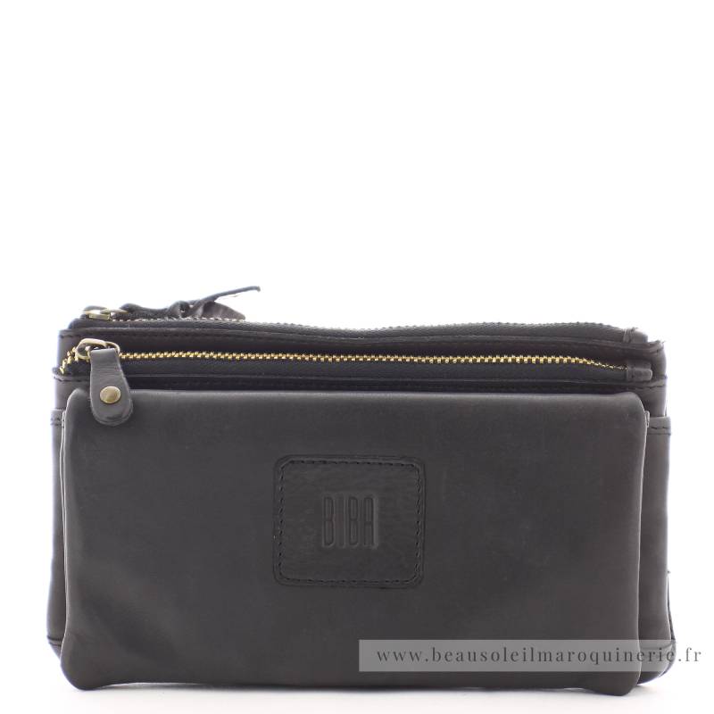 Grand portefeuille zippé cuir Biba Kansas KA4 NEGRO / Noir vue de face