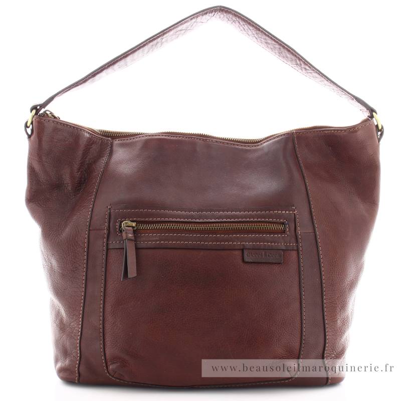 Sac besace avec poche zippée avant en cuir Gianni Conti 4374294TAN couleur tan, vue de face