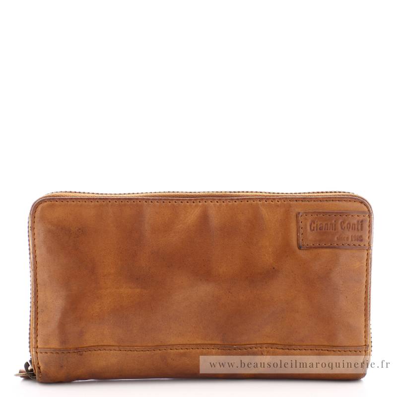 Grand porte portefeuille Gianni Conti 4208106COG couleur cognac, vue de face