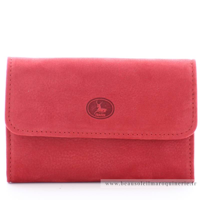 Porte Monnaie Rabat Frandi Nubuck 004.96 ROUGE couleur rouge, vue de face