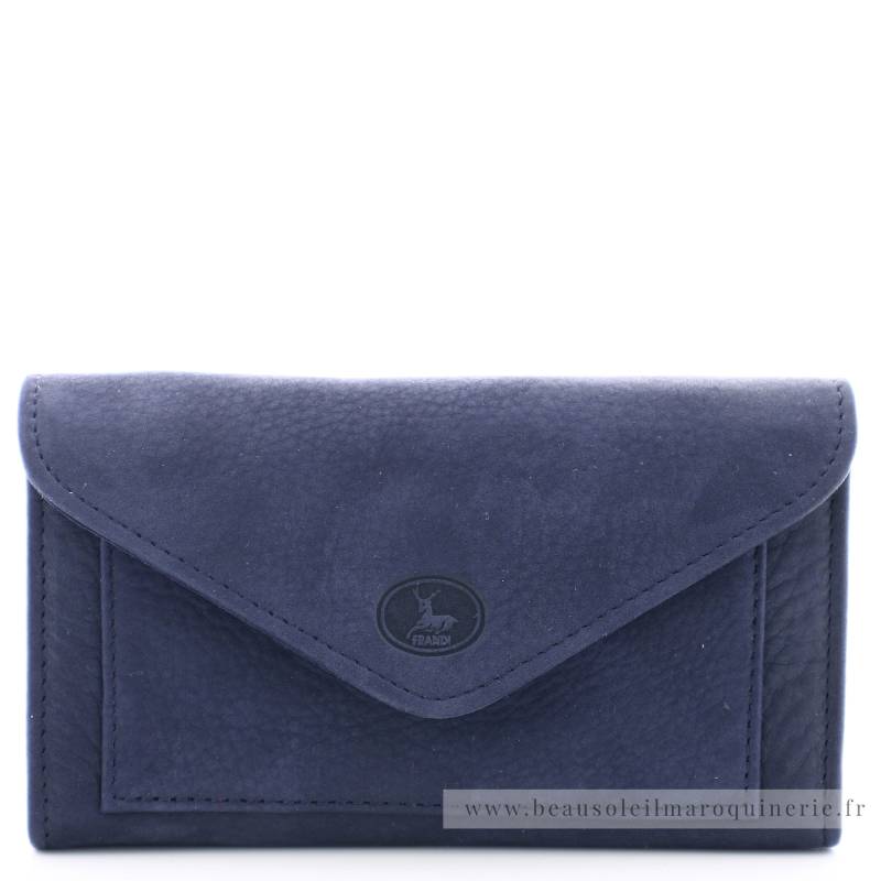 Porte Monnaie Frandi Nubuck Made in France 469.96 couleur Marine vue de face