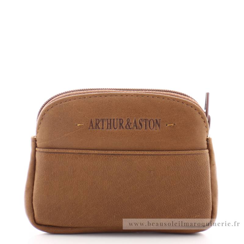 petit porte monnaie Arthur Aston 2028-154-B couleur cognac vue de face