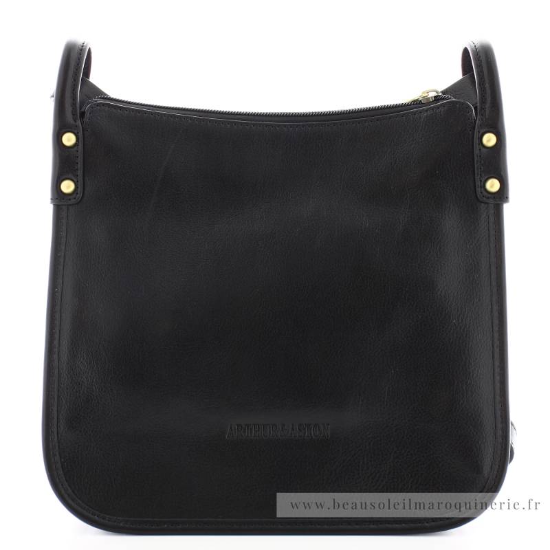 Sac porté travers Arthur Aston Edith A123-03 A couleur noir vue de face