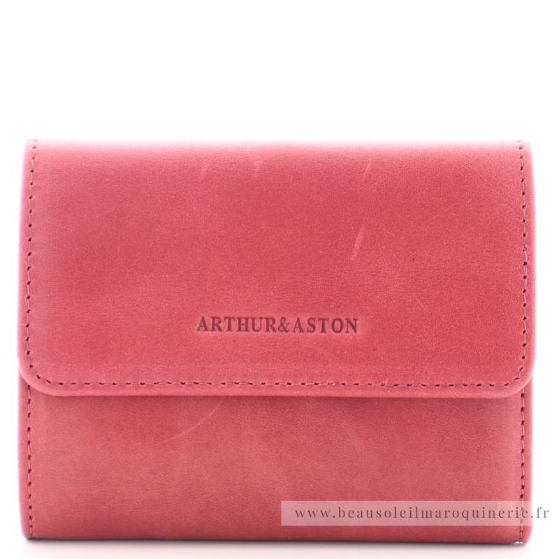 Porte-cartes en cuir femme Arthur & Aston Isabel 1252-171I Fushia vue de face