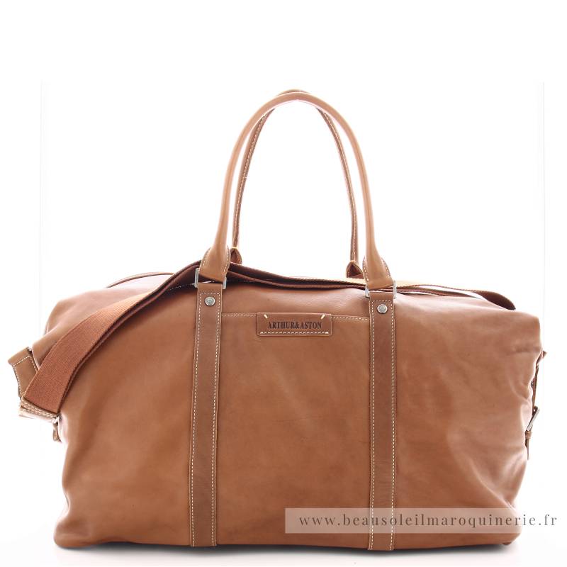 Sac de voyage homme en cuir Arthur & Aston Johany 2028-22-B couleur Cognac vue de face