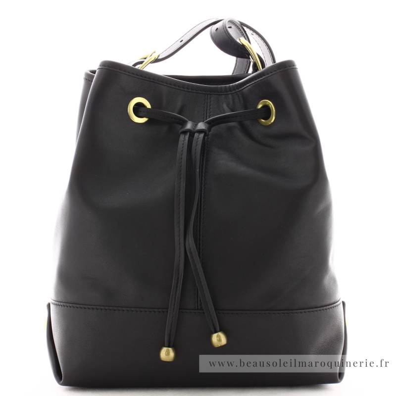 Sac Gérard Darel icone Mini So en cuir lisse DPS16P4019100 couleur noir, vue de face