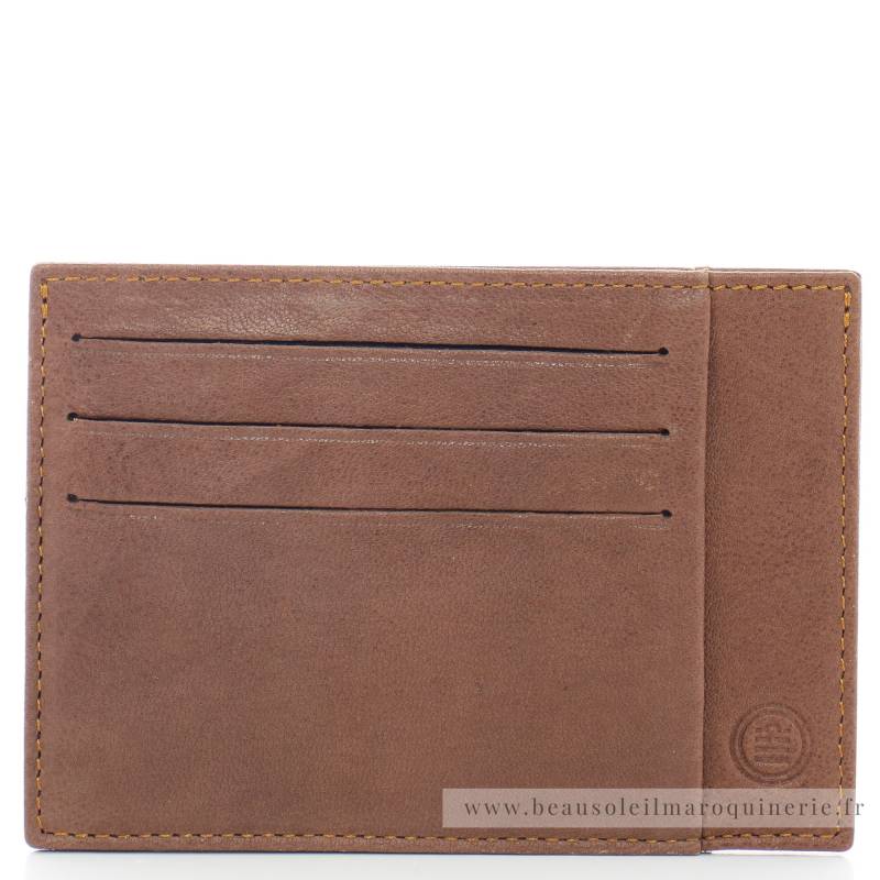 Porte-cartes en cuir Serge Blanco ANC21110 149 de couleur cognac vue de face