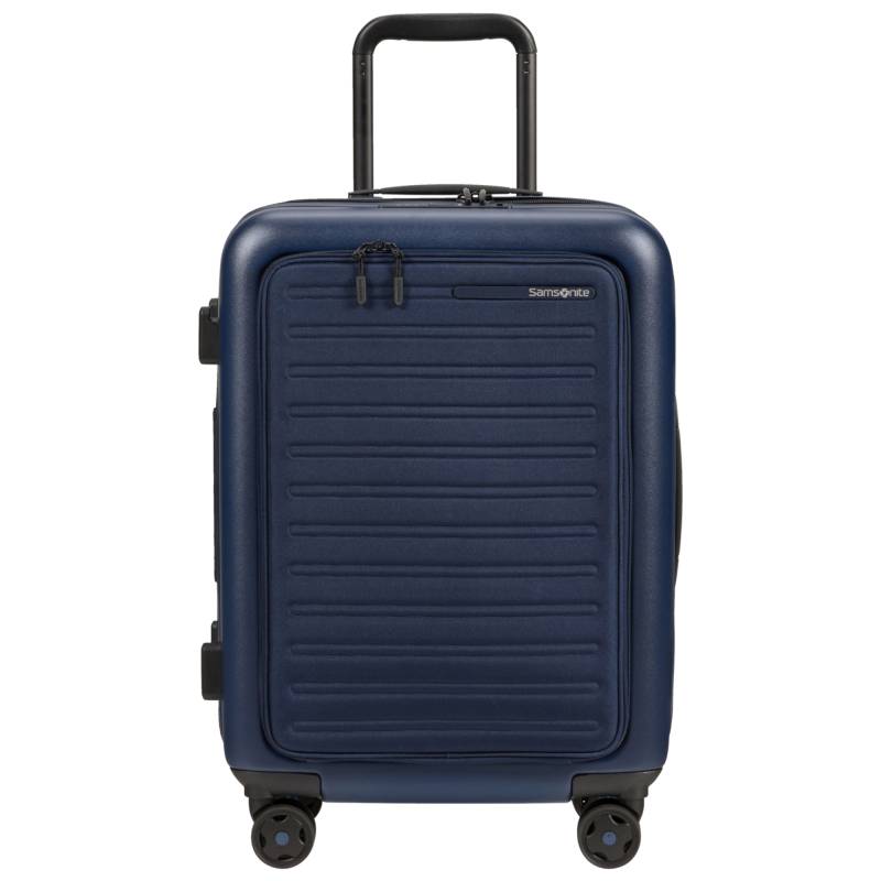 Valise cabine 4 roues extensible Samsonite Stackd 135418 1596 de couleur navy, vue de face