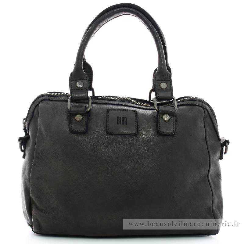 Sac bowling Boston en cuir de vachette BT1 NOIR couleur noir vue de face