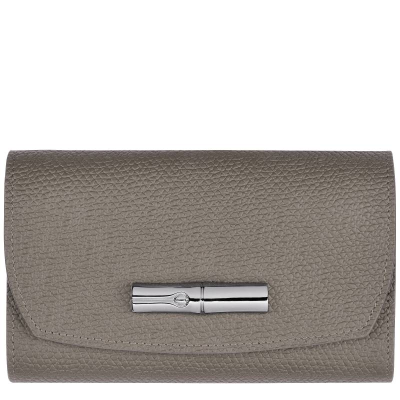 Portefeuille compact Longchamp Roseau à rabat 30002HPN P55 tourterelle vue de face