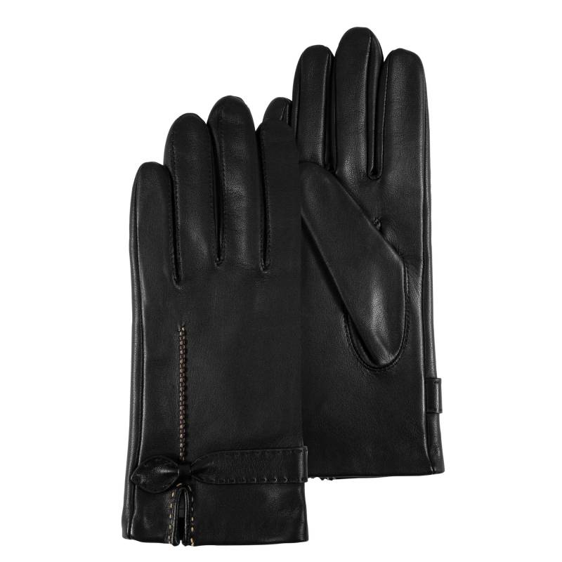 Gants Isotoner Cuir d'agneau pleine fleur doublés soie 68655 AAG couleur Noir vue de face