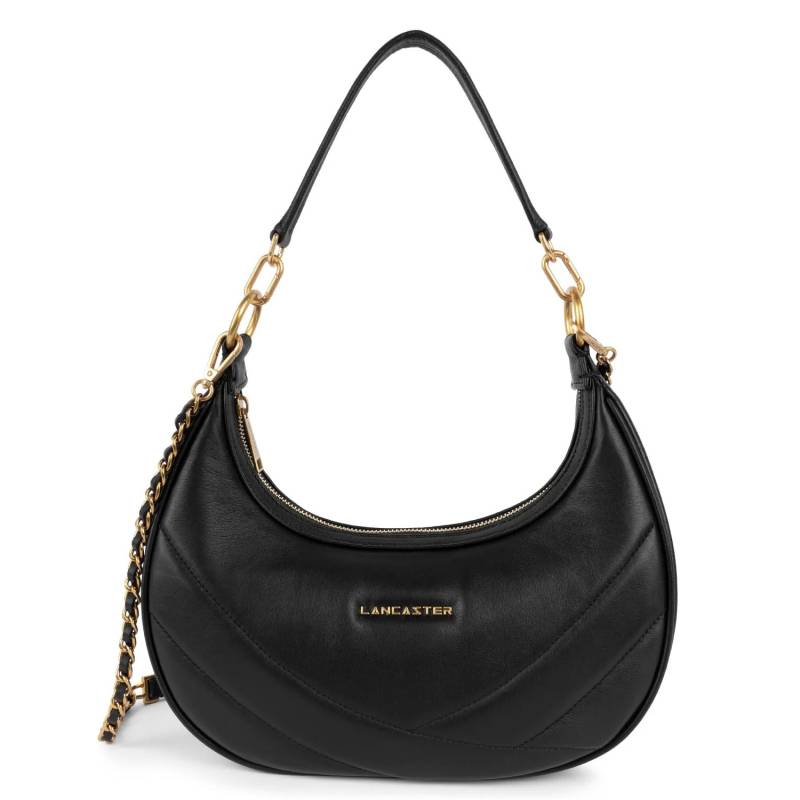 Sac hobo Lancaster zippé Soft Matelassé 530-37 NOIR vue de face