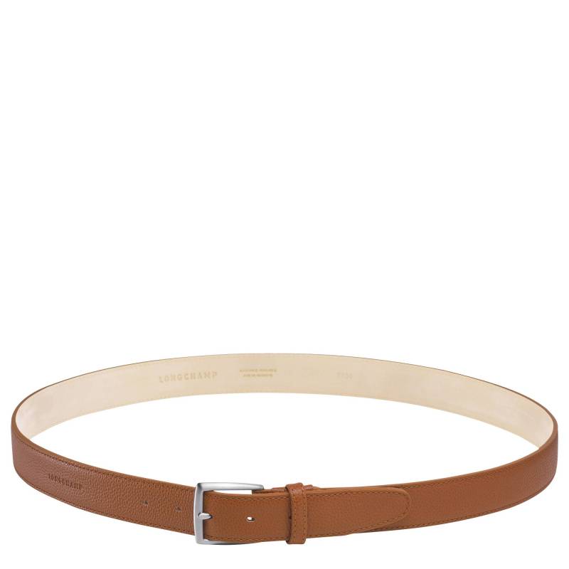 Ceinture homme cuir grainé Longchamp Le Foulonné L7700021 F72 Caramel vue de face