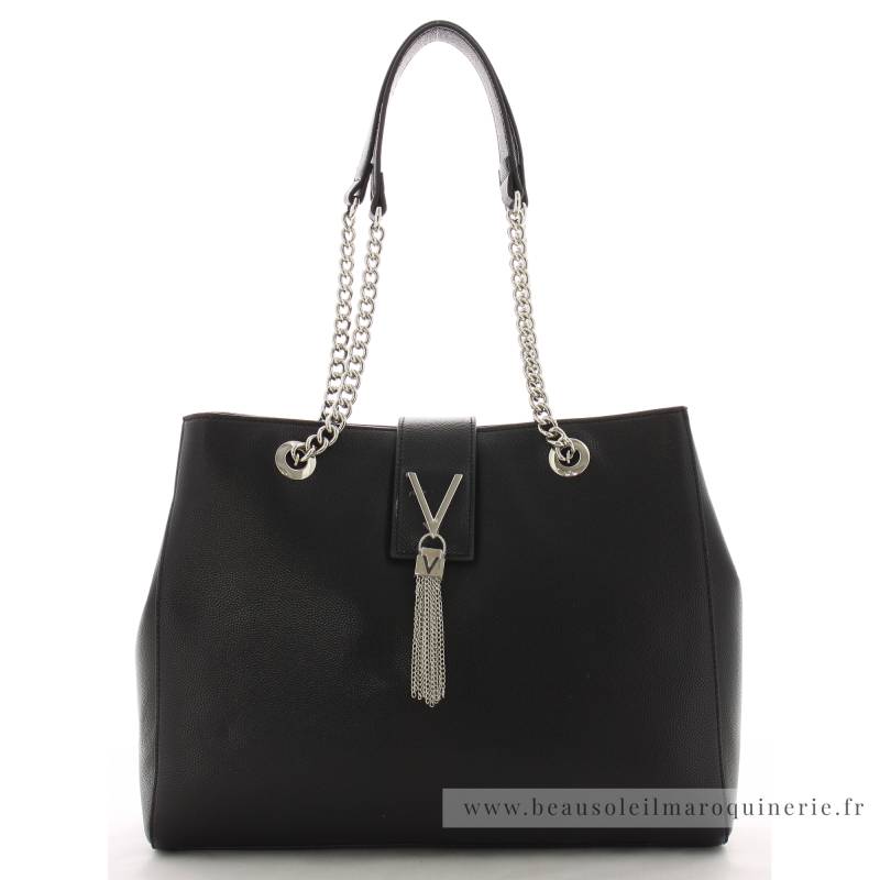 Sac d'épaule similicuir grainé Valentino Divina VBS1R405G-001 couleur noir vue de face