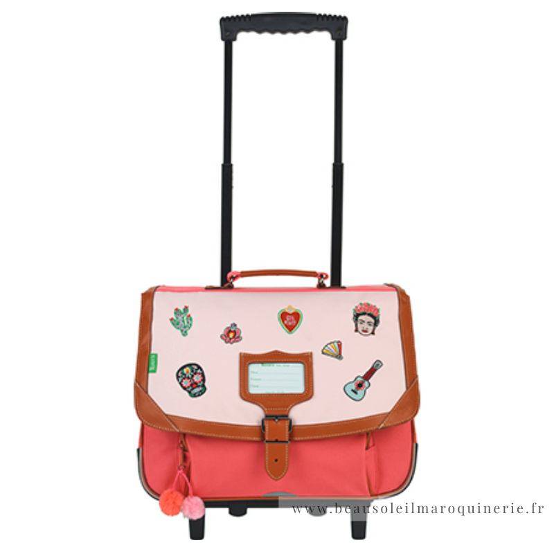 Trolley Tann's 38 cm patchs Mexique Adriana 42141 Rose/Corail vue de face