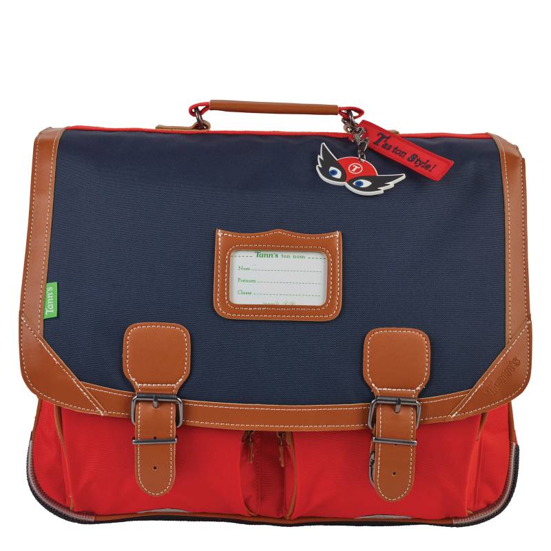 Cartable 41 cm Tann's avec porte-clé avion Arthur 41124 couleur Bleu / Rouge vue de face