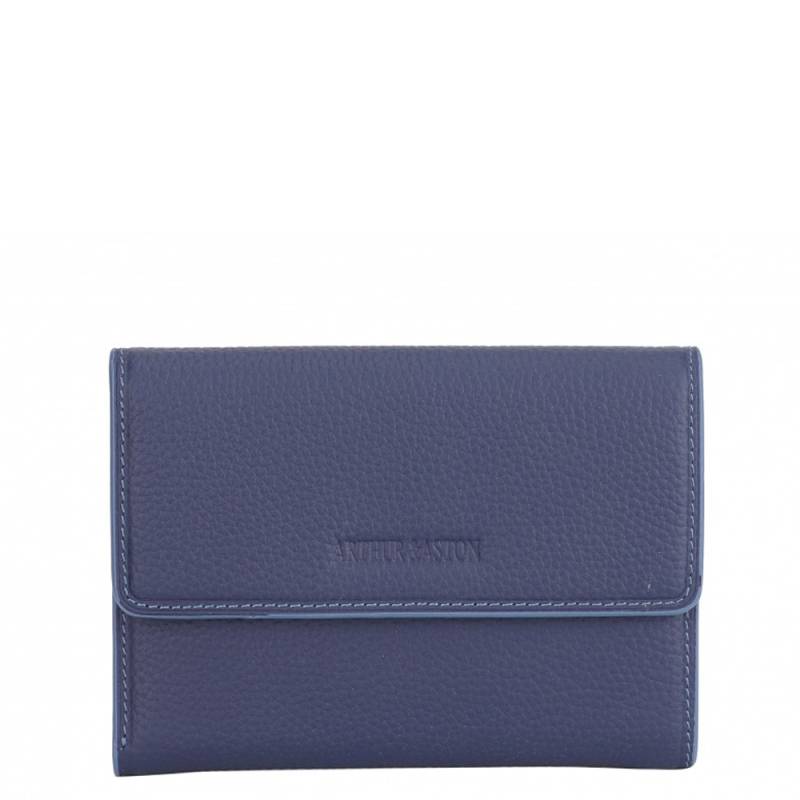 Portefeuille porte cartes Arthur Aston Joy en cuir 2319-808-D couleur Bleu, vue de face