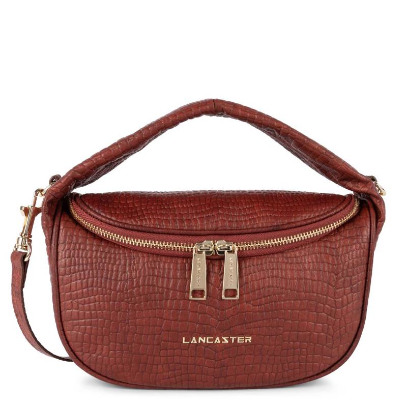 Sac Lancaster Vanity zippé Mini Croco Vanity Ceau 530-49-CHA couleur châtaigne, vue de face