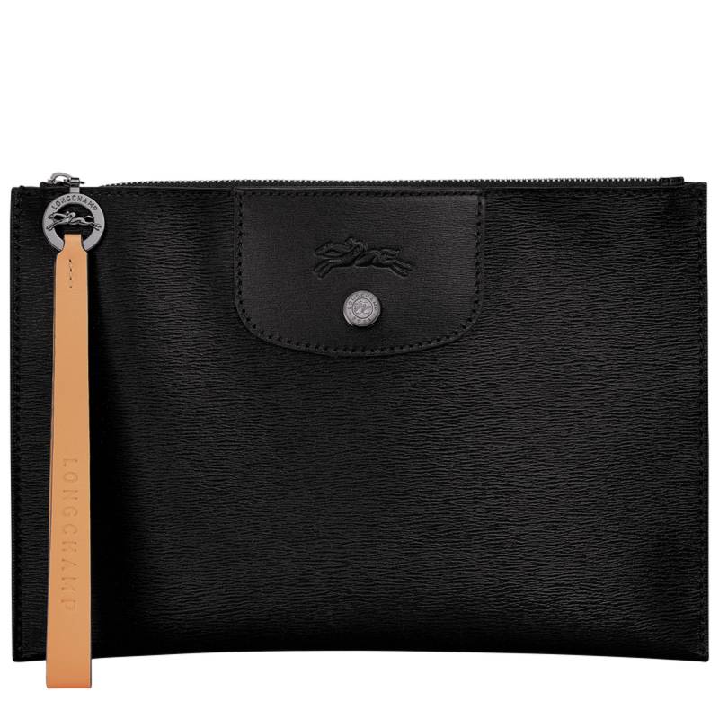 Grande pochette plate zippée Longchamp 
10208HYQ 001 couleur Noir, vue de face
