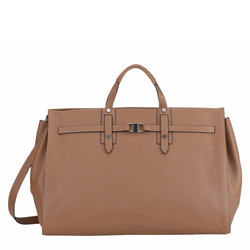 Sac en cuir 48 H Arthur Aston Daphné A201-03-F couleur taupe, vue de face