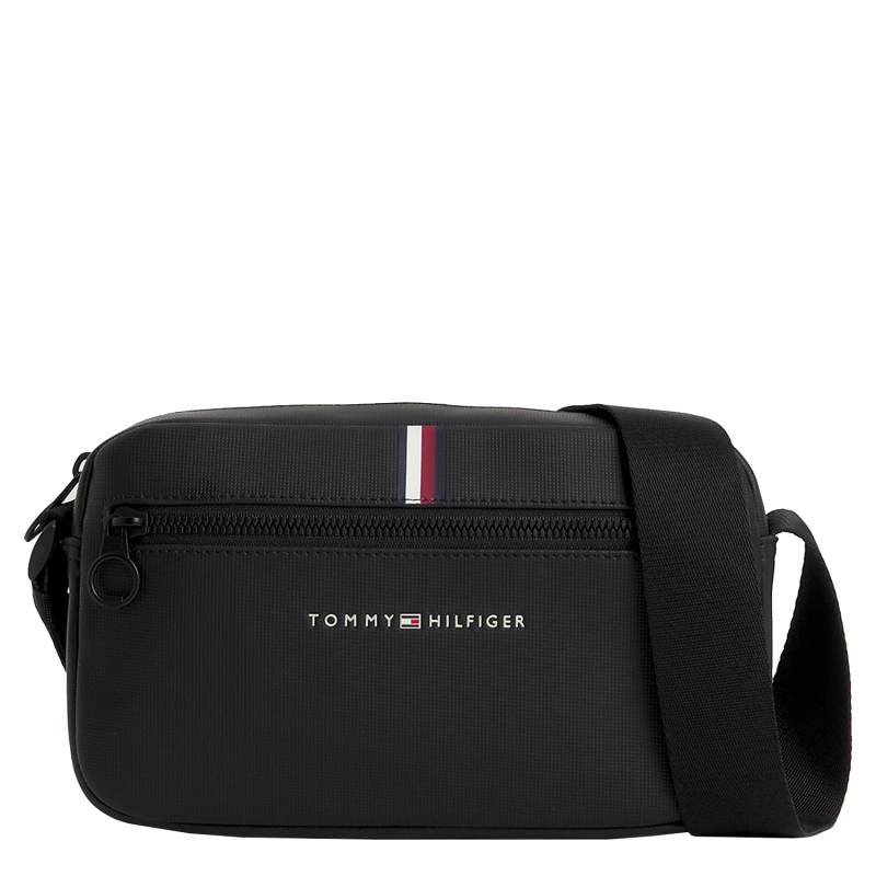 Sac reporter Tommy Hilfiger Essential en piqué à logo AM0AM11922 BDS Noir, vue de face