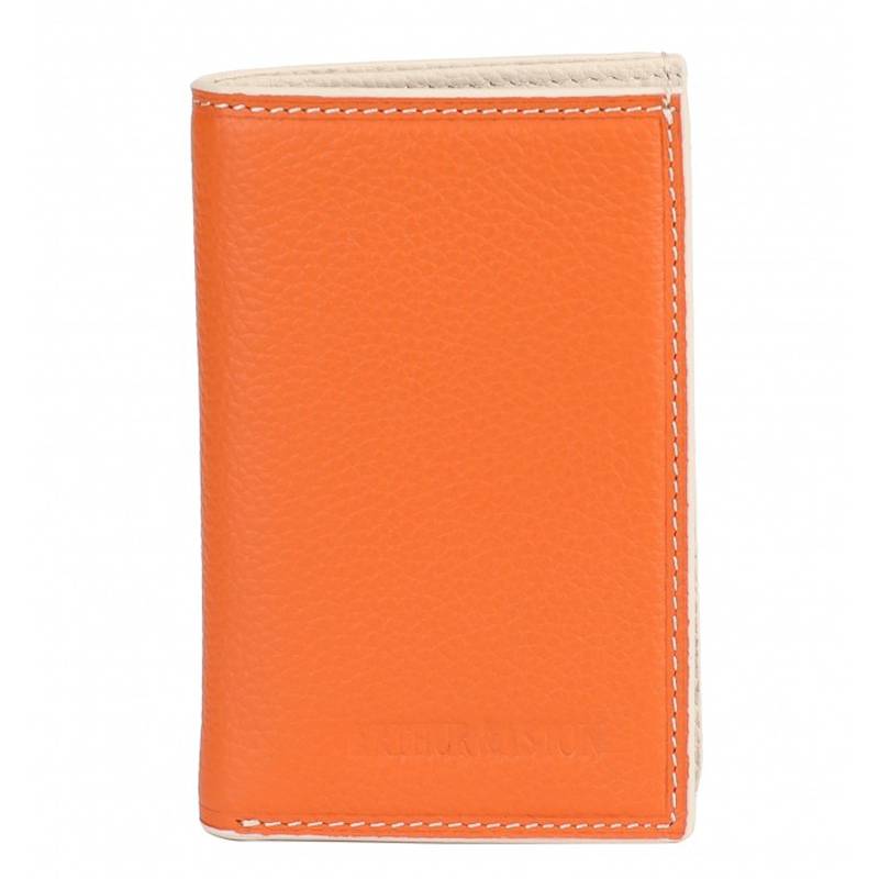 Porte-cartes Arthur & Aston Joy en cuir 2319-119 I Orange, vue de face