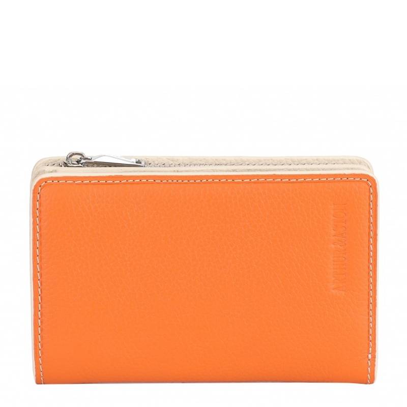 Porte-monnaie et cartes Arthur & Aston Joy en cuir 2319-155 I Orange, vue de face