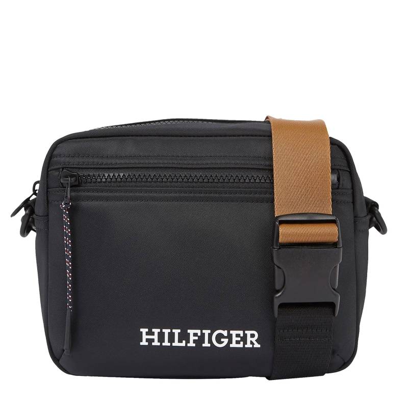 Sac reporter Tommy Hilfiger Monotype zippé AM0AM11546-BDS couleur noir, vue de face