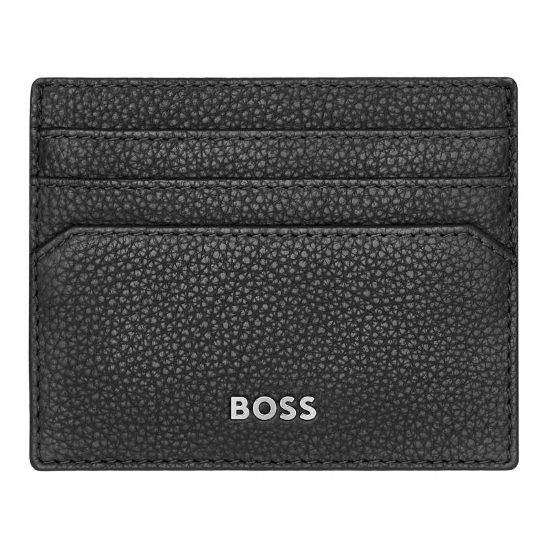 Porte-cartes Hugo Boss Classic Grained en cuir grainé couleur noir vue de face