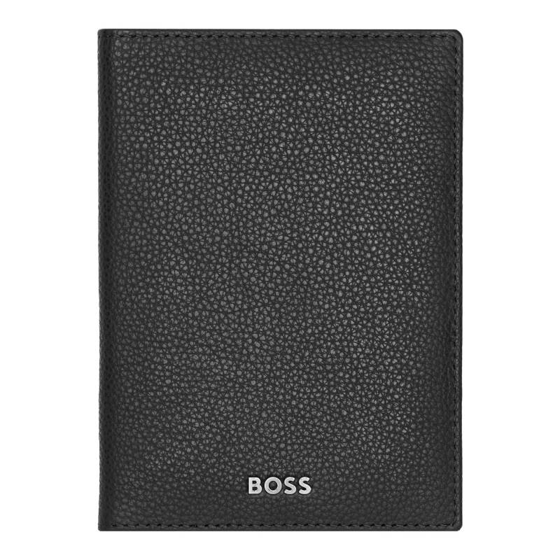 Porte-passeports Hugo Boss Classic Grained en cuir de vachette grainé couleur noir vue de face