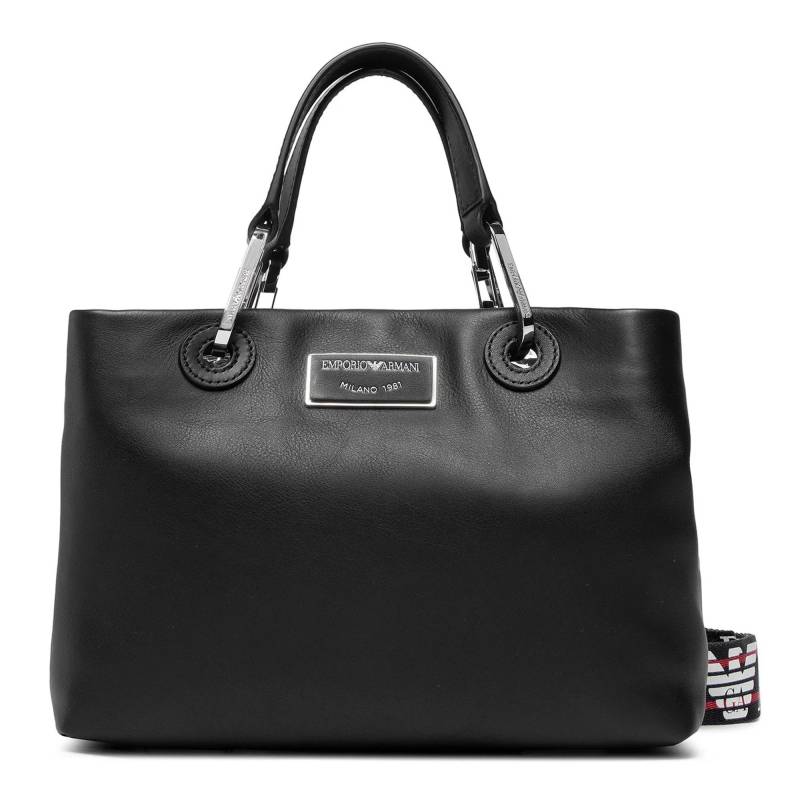 Sac shopping Emporio Armani double porté Y3D166 Y478E 80001 couleur noir, vue de face