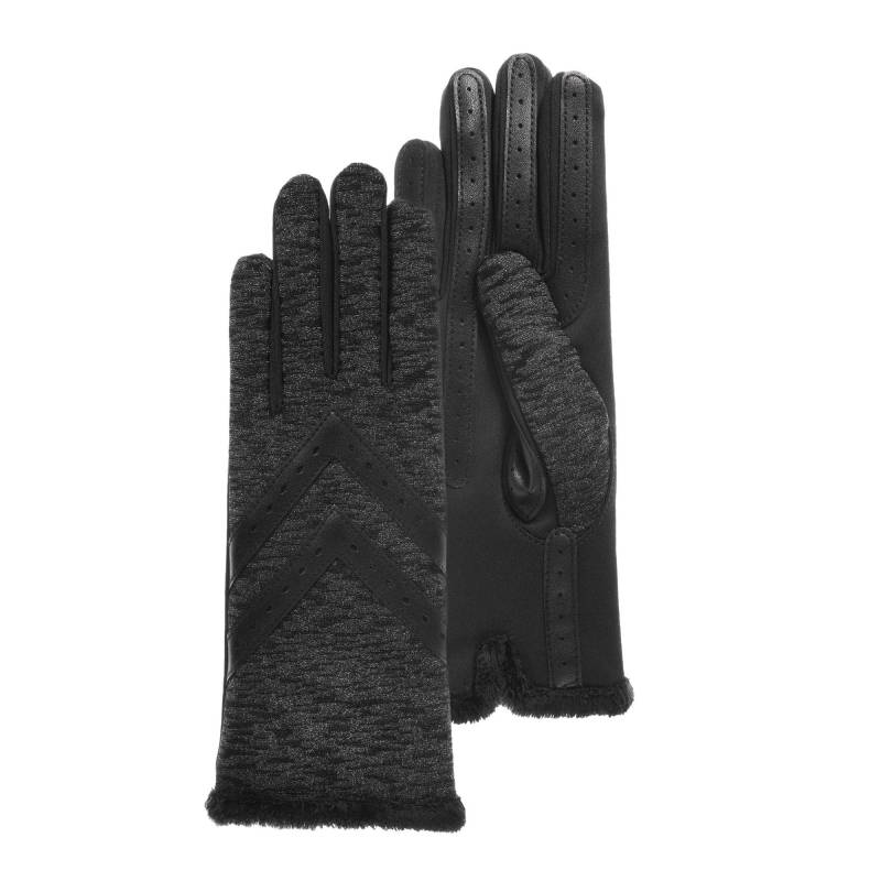 Gants Isotoner compatibles écrans tactiles en tissu extensible recyclé 85304 IMP couleur noir imprimé vue avant générale