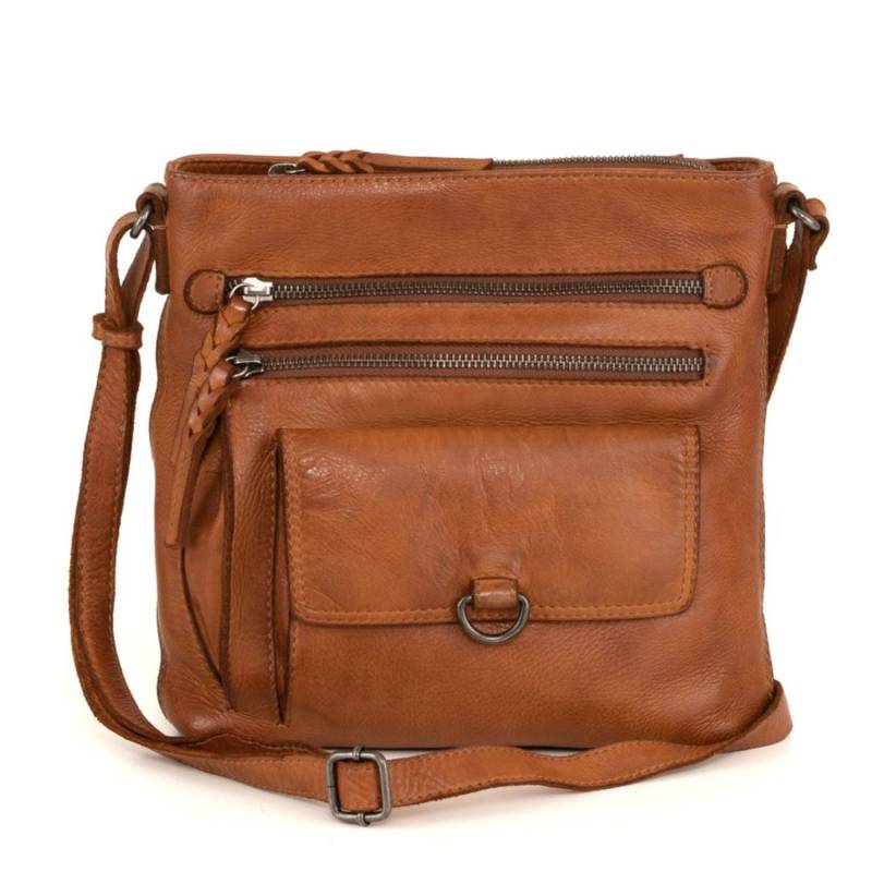 Sac porté bandoulière Gianni Conti Rebecca multi poches en cuir 4294865 COG couleur Cognac, vue de face