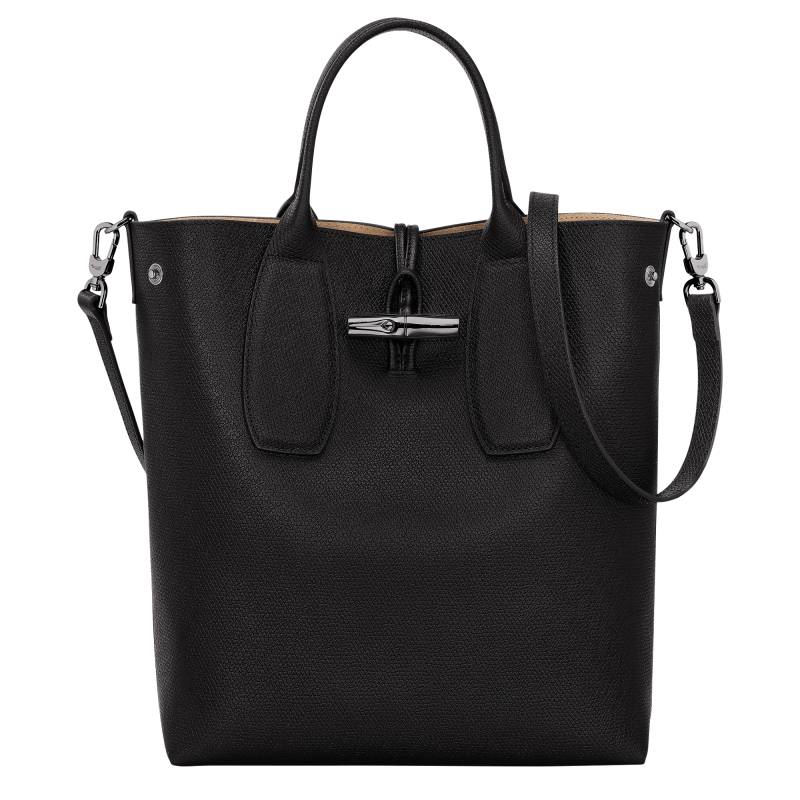 Sac bandoulière M Longchamp Roseau en cuir 10228HPN 001 Noir, vue de face